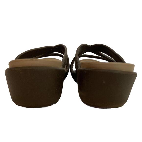 Crocs Patricia II Wedge Slide Sandals Womens 7 Brown Slip On Strappy Shoes - Picture 6 of 10